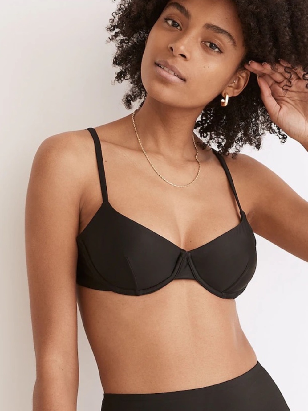 Madewell Second Wave Underwire Bikini Top Black S NWT